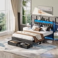 thumbnail image 4 of Satifur Queen Bed Frame with 2 Drawers & Storage Headboard, Platform Metal Bed with 2 USB Ports and Outlets, No Box Spring Needed, 4 of 12