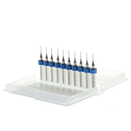 

HeroNeo New 10Pc 0.5mm Tip 1/8 Shank Spiral Flute Tungsten Carbide Micro PCB Drill Bits