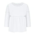 thumbnail image 4 of Birdeem Womens Spring and Summer Lace Stitching Round Neck Solid Color T-Shirt Hollow Top, 4 of 6
