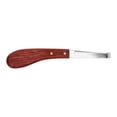 thumbnail image 2 of Cuchillo para cascos de caballo, herramienta para recortar cascos con mango de madera, hoja de acero inoxidable para granja, de un solo filo, para mano derecha, 2 of 14