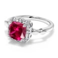thumbnail image 2 of Gem Stone King 925 Sterling Silver Red Created Ruby and White Created Sapphire Engagement Ring for Women | 2.60 Cttw | Cushion 8MM | Gemstone July Birthstone | Size 5, 2 of 6