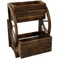 thumbnail image 3 of Sunnydaze 19" x 14.75" x 23.5" 2-Tier Charred Fir Wooden Wagon Wheel Plant Stand, 3 of 11