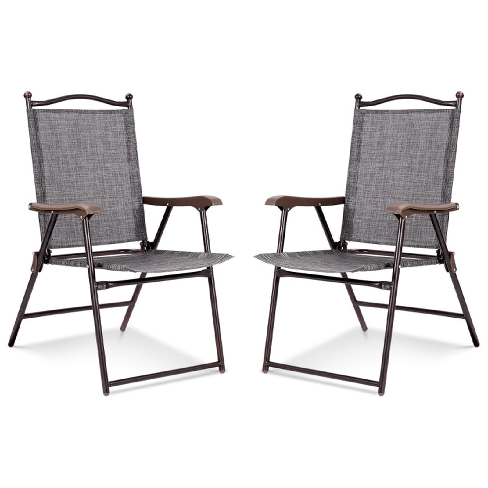 Biotree Folding Sling Back Deck Chairs Set of 2 Portable Camping Chairs with Sturdy Steel Frame for Outdoor Garden Backyard and Patio Gray