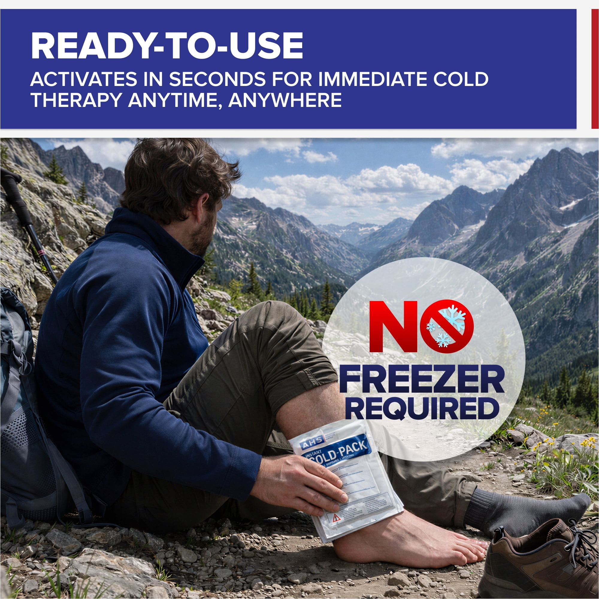 American Hospital Supply Disposable Instant Ice Cold Pack,  No Freezer Needed, Activates in Seconds, First Aid & Sports Use, 6" x 9", Case of 24