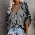 thumbnail image 3 of Top con cuello en V y manga de murciélago con estampado Tie Dye para mujer, blusa de gasa de manga corta con ala de murciélago de verano, 3 of 5
