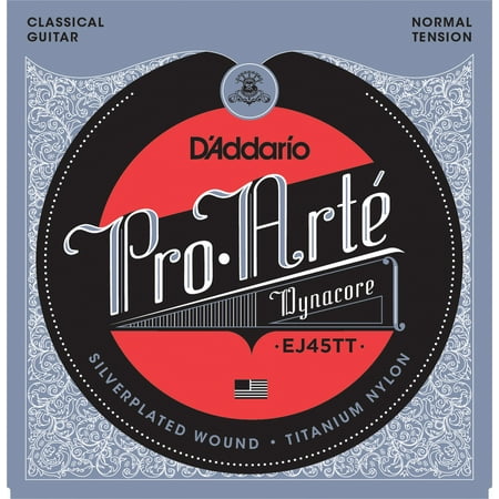 D'Addario EJ45TT ProArte DynaCore Classical Guitar Strings, Titanium Trebles, Normal