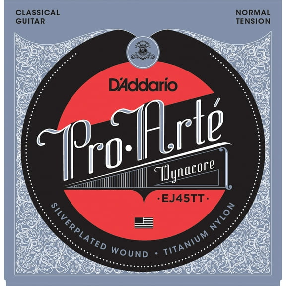 D'Addario EJ45TT ProArte DynaCore Classical Guitar Strings, Titanium Trebles, Normal Tension