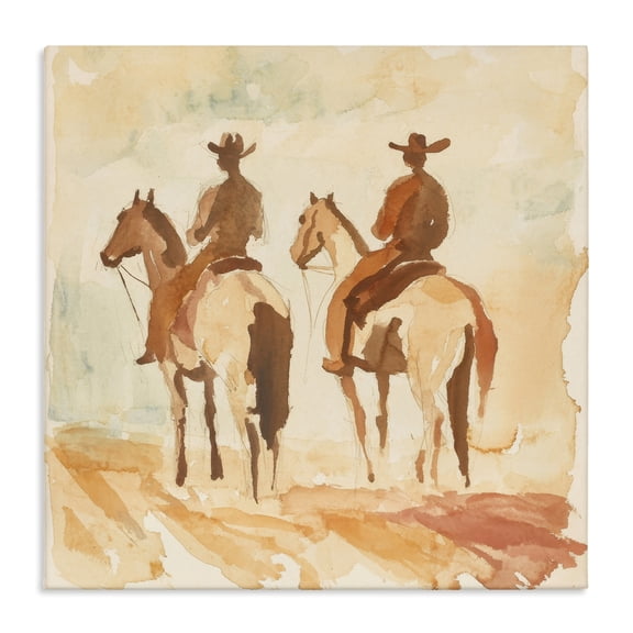 Stupell Industries Western Watercolor Cowboys Left Canvas Wall Art, design by Petal Prints Design