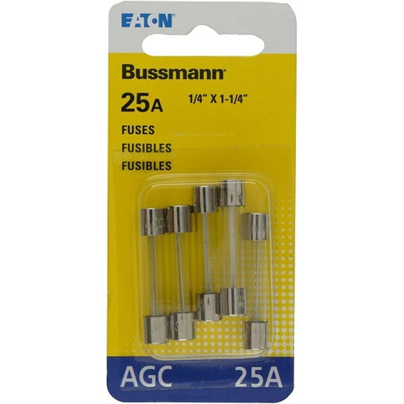Bussmann BP/AGC-25-RP AGC Automotive Glass Fuse (1/4" X 11/4" 25 Amp), 5 Pack