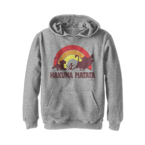 Boy's Lion King Hakuna Matata Rainbow Pull Over Hoodie Athletic Heather Small