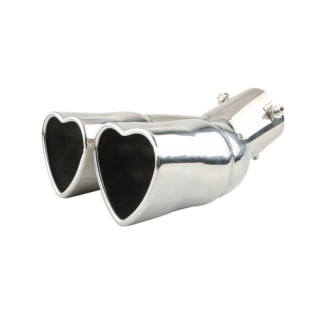Eoozwa Modification Universelle de la Direction de la Voiture, Embout d'Échappement de Voiture, Tuyau d'Échappement Réglable en Acier Inoxydable en Forme de Cœur