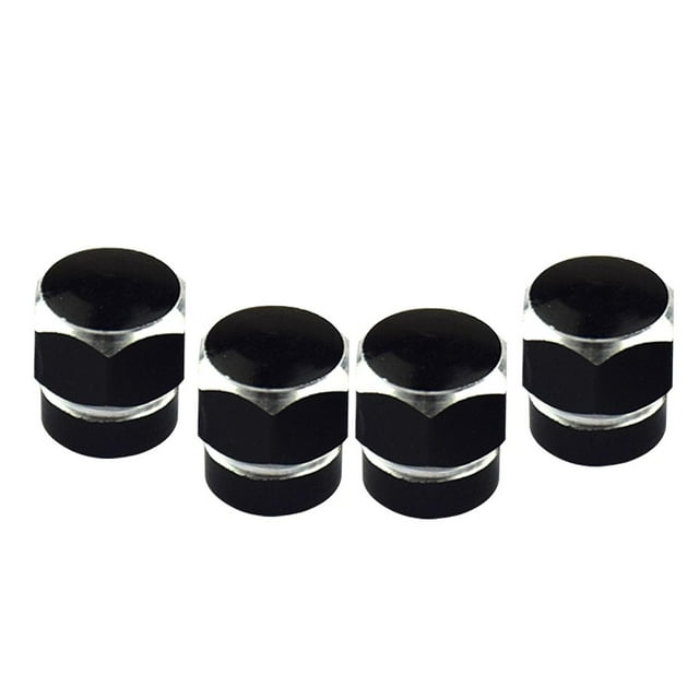 koolsoo ALUMINUM REPLACEMENT HEXAGON WHEEL TIRE RIM VALVE STEM CAPS Black