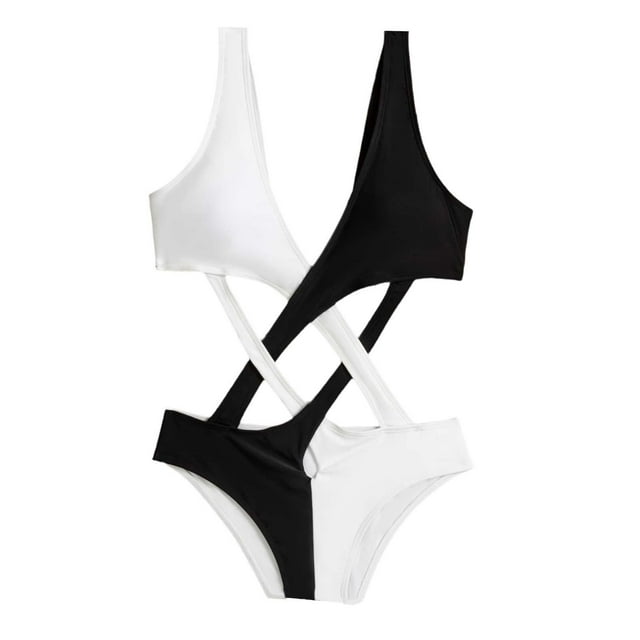 Monokini para mujer Yuyangstore traje de baño con cuello en V profundo M