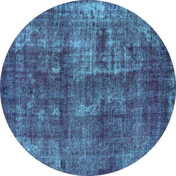 Ahgly Company Indoor Round Oriental Light Blue Industrial Area Rugs, 5' Round