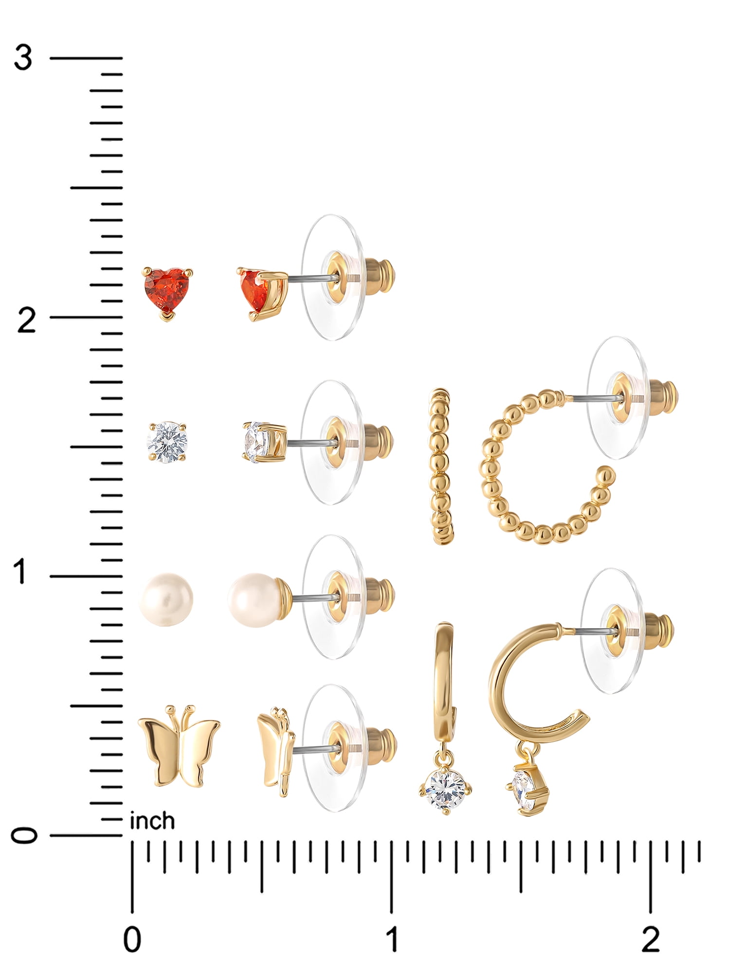 Believe By Brilliance Women’s 14kt Gold Flash Plated Cubic Zirconia Earring Set – 6 Pairs