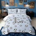 thumbnail image 2 of meiyoeat Cartoon Honeycomb L Letter Twin Quilt Set for Boys, Cute Football Lover Twin Coverlet Set, 2pcs, 1 Comforter and 1 Pillowcase, 2 of 7