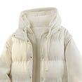 thumbnail image 5 of Xdegoge Plus Size Quilted Jacket for Men Full Zip Drawstring Hooded Jackets Casual Loose Stand Collar Coat Fashion Solid Color Patchwork Outerwear with Pockets, 5 of 6