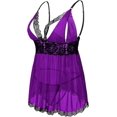 thumbnail image 2 of XmhyTop Lencería Mujer Sexy Encaje Talla Grande L Púrpura, Conjuntos de Lencería Ideal para Mujeres,Babydoll, 2 of 5