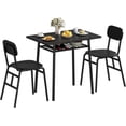 thumbnail image 2 of Mesa Comedor con 2 Sillas, Juego de Mesa de Comedor para 2 Personas con Estante Mesa de Cocina con Estructura Metálica, Comedor Pequeño para Departamento, y Desayunador, Negro, 2 of 13