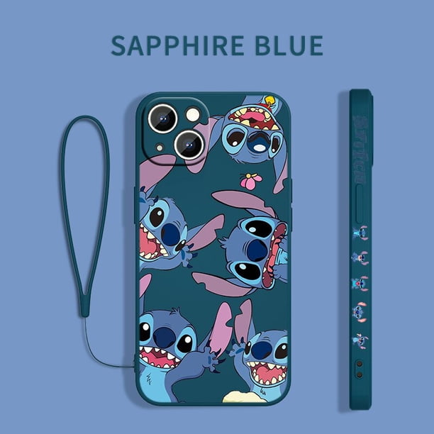 Funda de Disney Stitch The Baby para Apple iPhone 14, 13, 12, 11 Pro Max, mini, XS, XR, X, 8, 7, 6S, 6 Plus, funda de teléfono líquida con cuerda izquierda Fivean unisex