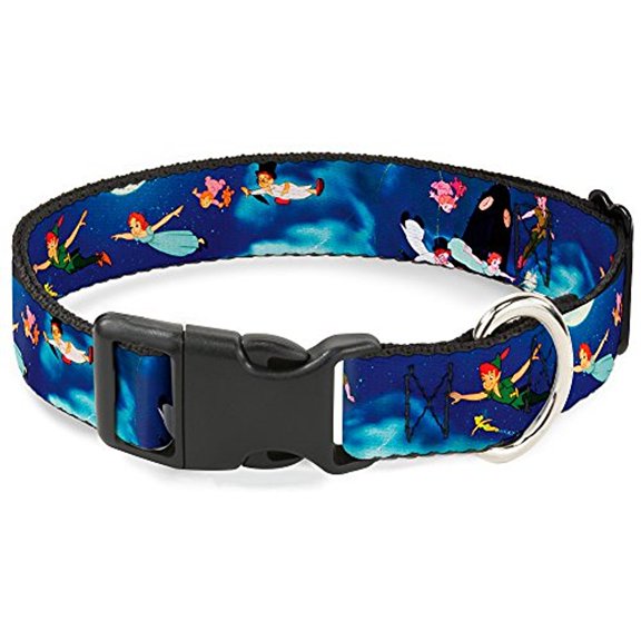 Buckle-Down BAC-WDY014-NL Breakaway Cat Collar-Peter Pan Flying Scene, 1 2" W-9-15" Neck-Large