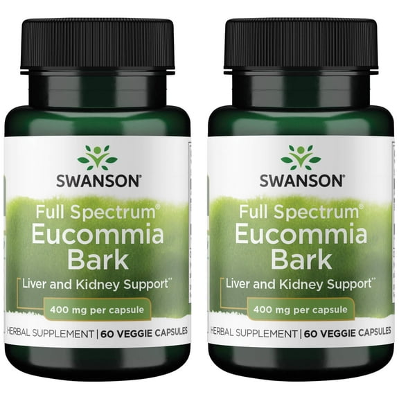 Swanson Full Spectrum Eucommia Bark 400 mg 60 Veg Caps (2 Pack)