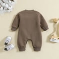 thumbnail image 4 of Bodysuit Baby Girl Toddler Boys Long Sleeve Solid Letter Prints Fall Winter Rompers Kids Jumpsuits Coffee, 6-12 Months, 4 of 7