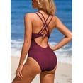 thumbnail image 5 of Charmo V Neck One Piece Swimsuit for Womens Crochet Mesh Cut Out Bathing Suit, 5 of 5