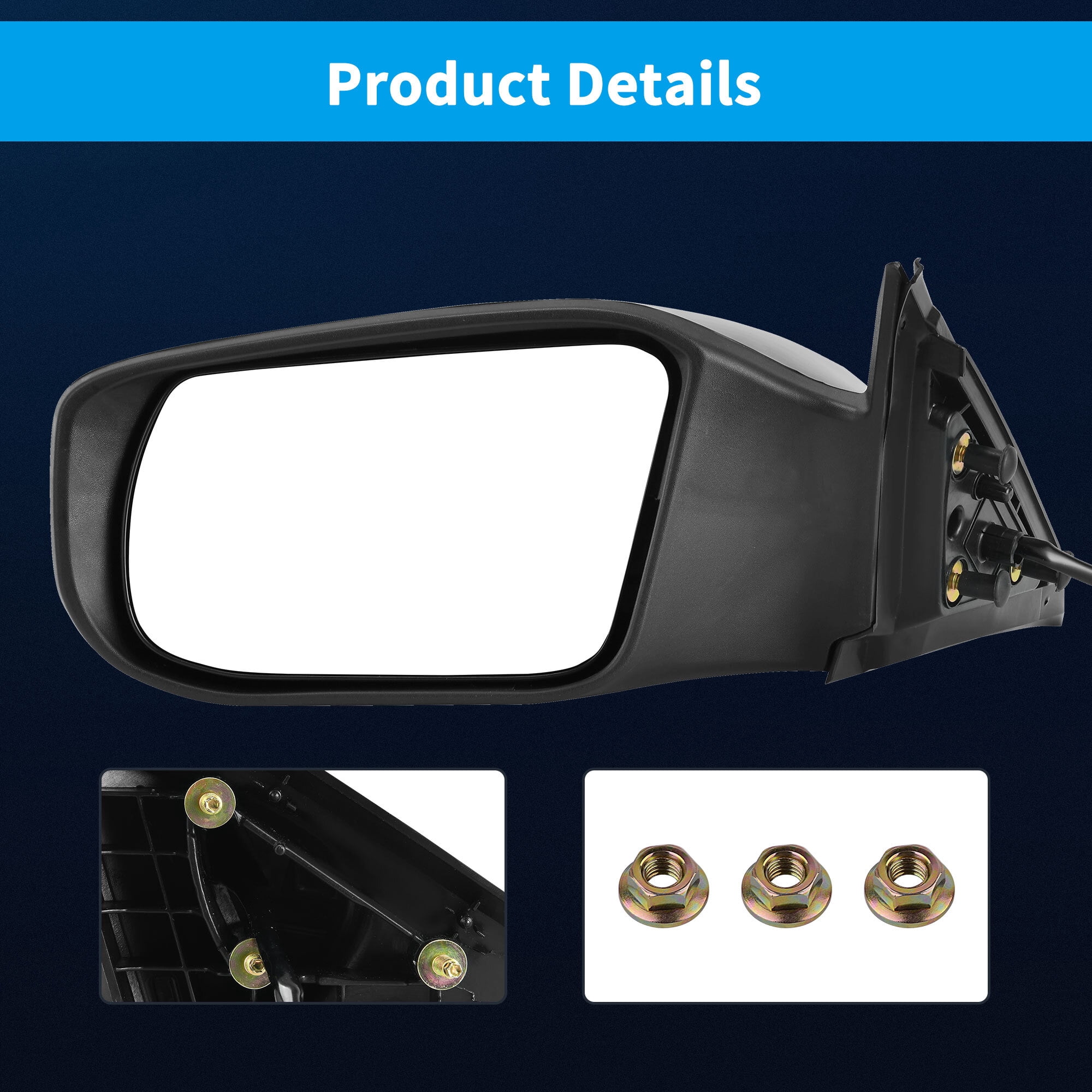 LEDKINGDOMUS  Repl Power Side Mirror Driver Left for 2014-2018 Nissan Altima & 2013 Altima Sedan (Sedan Only), Adjustable Manual Glass OEM-Style Plug Play Install