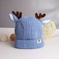 thumbnail image 4 of UngA Baby Beanie Hat Cute Antlers Reindeer Crochet Knitted Hat Winter Warm Cap for Toddler Boys Girls (Blue,0-24 Months), 4 of 7