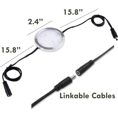 Lvyinyin Led Under Cabinet Lighting Linkable Kit Wireless Dimmable Puck Lights Rf Remote Control 110v To 12v Wall Walmart Canada
