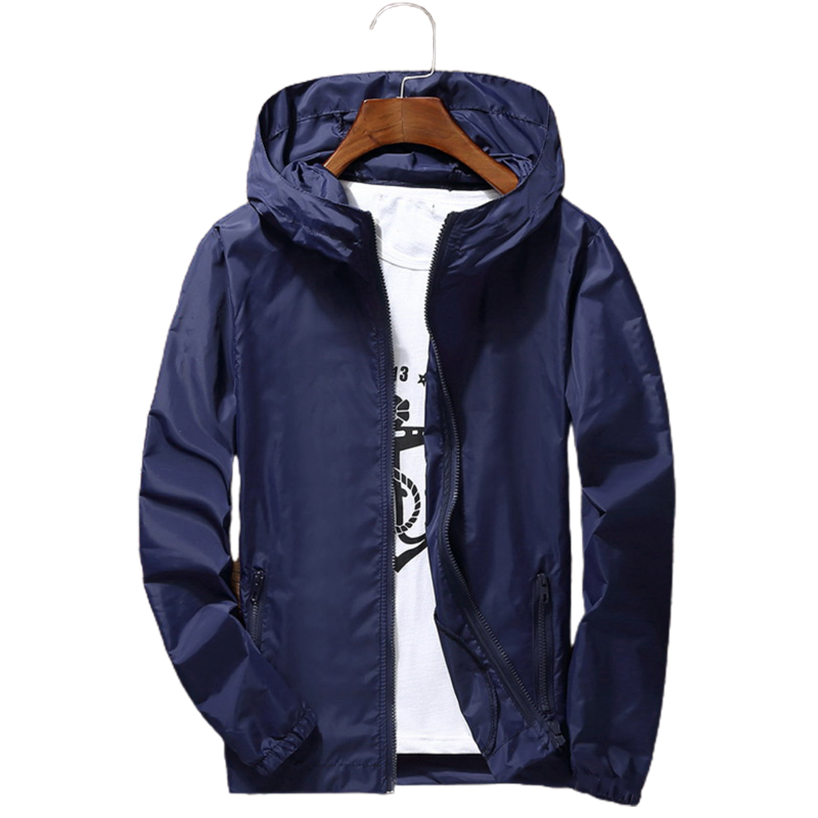 Men Wind Breaker Coat Zipper Hoodie Jacket Quick Drying Sport Outwear ...