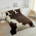 thumbnail image 4 of Brown Cowhide Print Bedding Set for Adults,Cow Queen Comforter Set,Cute Cow Hair Down Comforter,Farmhouse Western Animal Bed Set, 4 of 7
