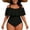 Black-2, variant on Stamzod Plus Size Tankini Swimsuits for Women V Neck Crisscross Back Bathing Suits Striped Women's Swimwear with Shorts Pink XXXXL