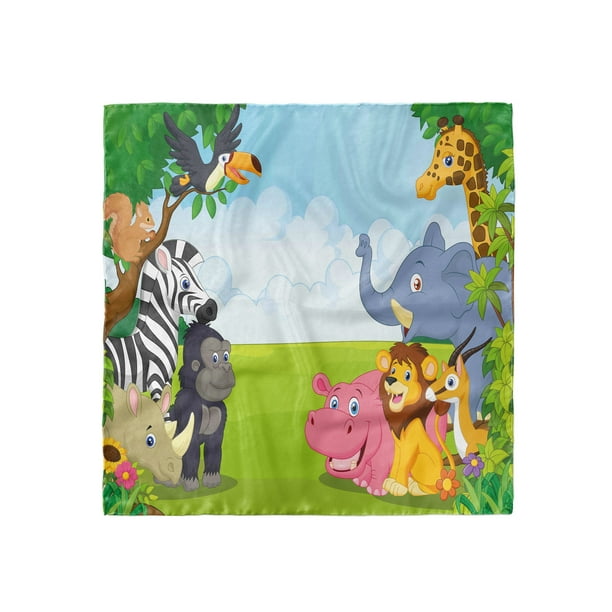 Animal Head Scarf, Kids Safari Animals, Head Wrap, 3 Sizes, by Ambesonne - Animal Head Scarf, Kids Safari Animals, Head Wrap, 3 Sizes, by Ambesonne -