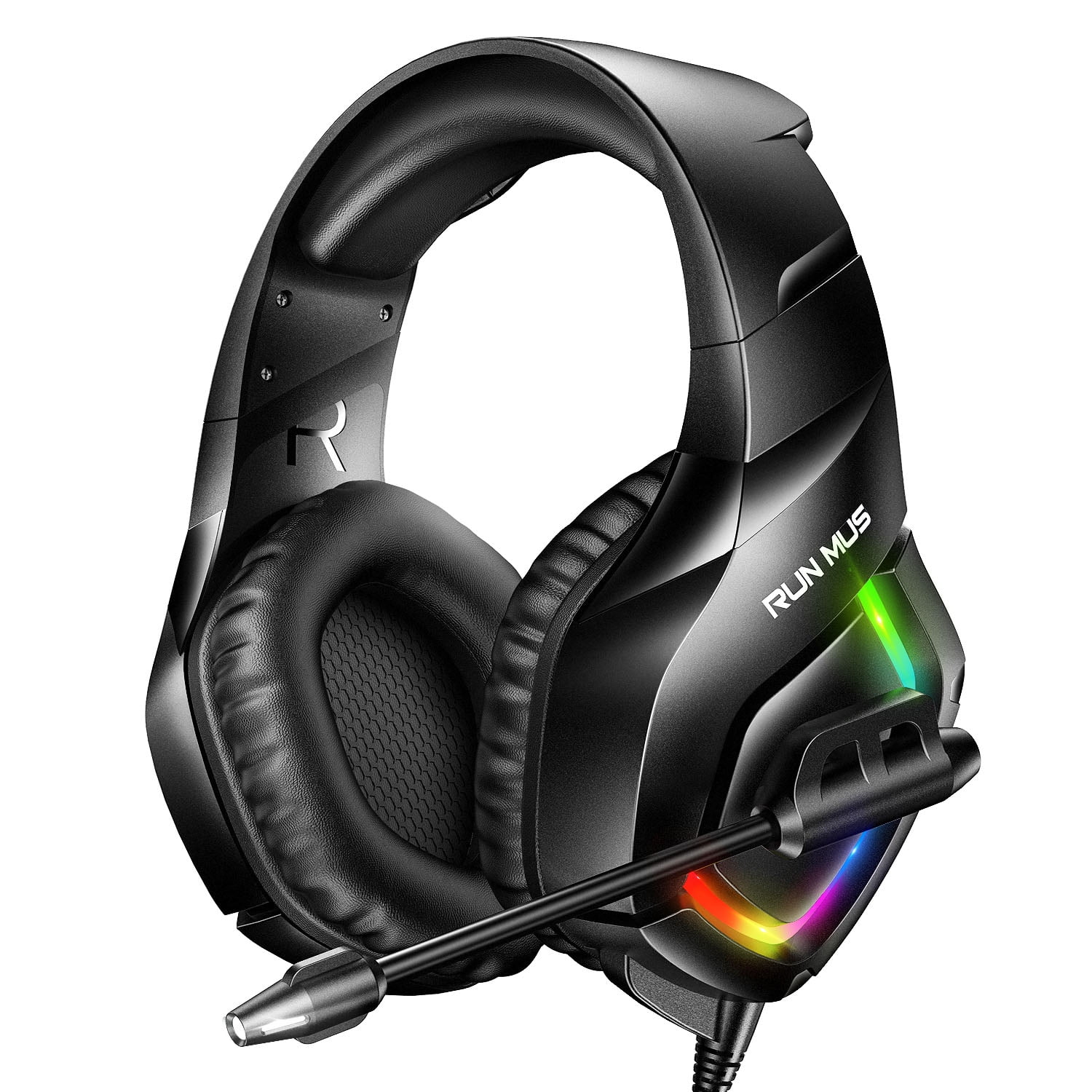 atmosfeer Lunch niemand RUNMUS K1B Gaming Headset with 7.1 Surround Sound, Noise Canceling Over Ear  Headset with Mic & RGB Light, Compatible with PS4, PS5, Xbox One, PC,  Laptop, Mac - Walmart.com