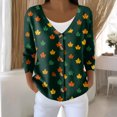 thumbnail image 2 of Women's Fashion Long Sleeve Christmas Snowman Snowflake Print Jacket Cardigan for Holiday Party and Casual Daily Wear,Dark Green,XL, 2 of 6