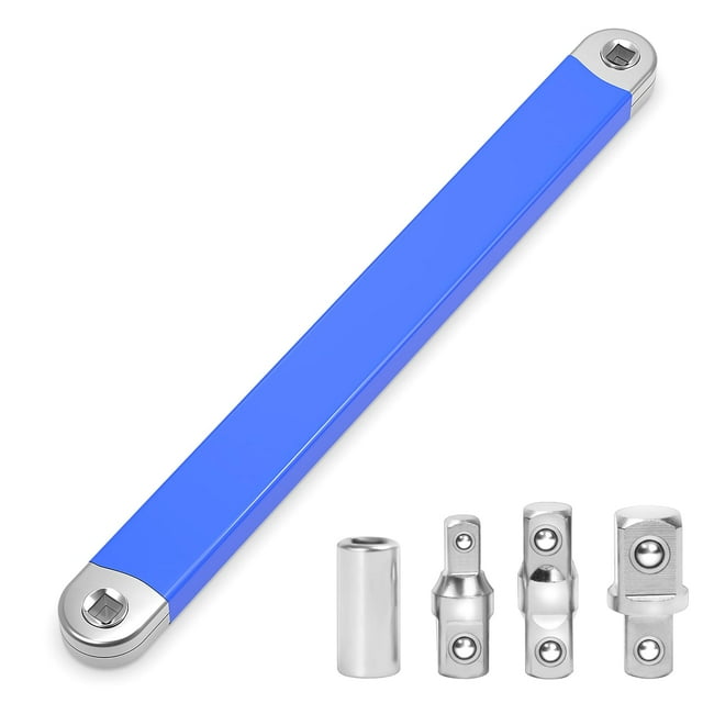 Llave de extensión acodada, llave de extensión de alcance estrecho, con adaptadores cuadrados de 1/2", 1/4" y 3/8", extensión versátil