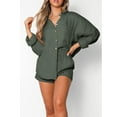 thumbnail image 6 of Michellecmm Women 2 Piece Pajama Set Solid Color Long Sleeve Button Shirt and Shorts Loungewear Soft Sleepwear for Nightwear, 6 of 7