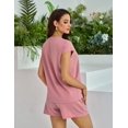 thumbnail image 6 of FOLUNSI Womens Two Piece Sets Casual Cap Sleeve with shorts Lounge Set Vacation Outfits Pajama Sets with Pocket S-XXL, 6 of 8