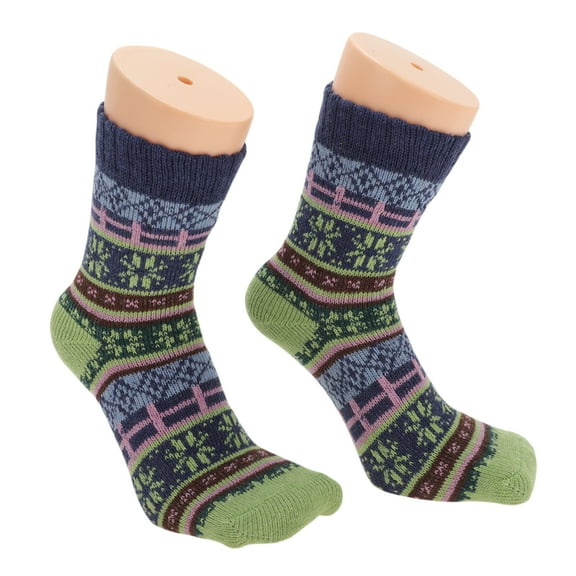 Unique Bargains 5 Pair Women's Retro Grids Pattern Winter Warm Socks Assorted Color Polyester