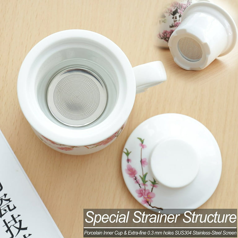 Tea Mug 400ml + filter + lid white