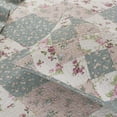 thumbnail image 3 of Chezmoi Collection Jolie 3-Piece Diamond Floral Patchwork 100% Vintage Washed Cotton Quilt Set, Queen, 3 of 7