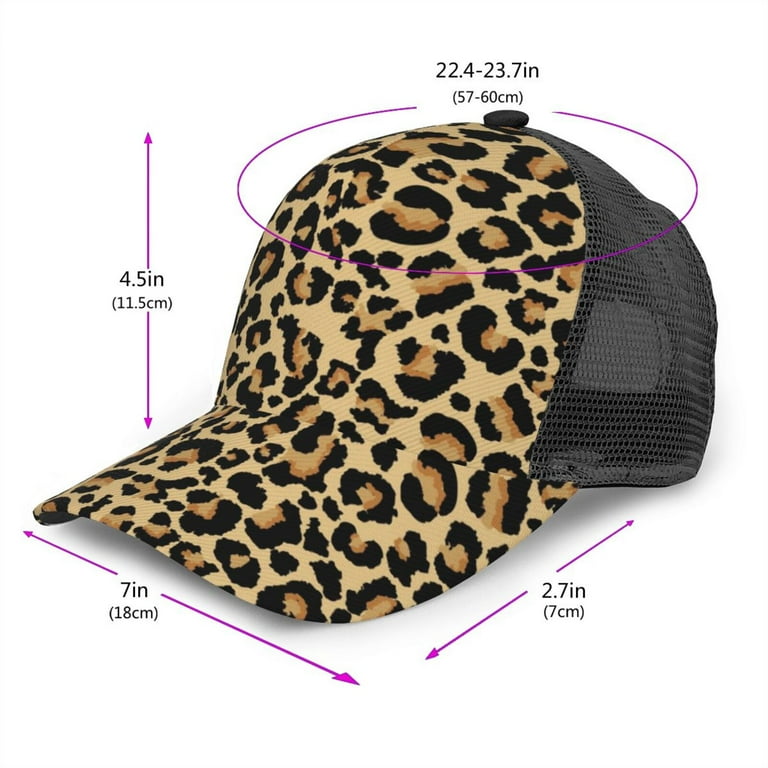 Disketp Leopard Print Print Trucker Hat Men Women - Mesh Baseball