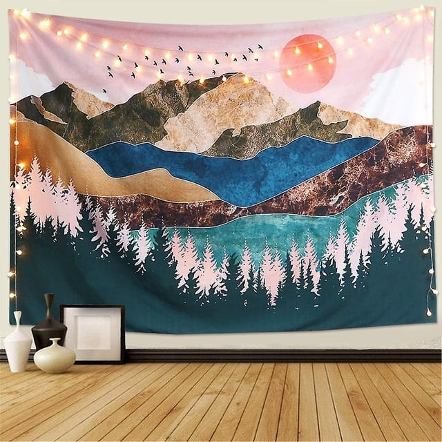 Papel tapiz de sol y luna, mandala indio, decoración de pared bohemia hippie, dormitorio, sala de estar, toalla de playa