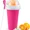 Pink, variant on Slushy Cup, Freeze, Squeeze and Enjoy! Slushie Magic Cup, Homemade DIY  Gadget with Lid & Straw Spoon  350ML, Washable, BPA free Kitchen Utensils Mug