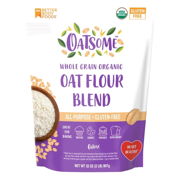 Oatsome Organic Oat Flour Blend, Gluten-Free, All Purpose Flour, 32oz Bag