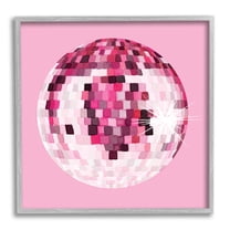 Stupell Industries Dazzling Pink Disco Ball Shining Geometric Pattern Graphic Art Gray Framed Art Print Wall Art, Design by Hey Bre! Creative Studio