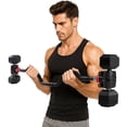 thumbnail image 3 of PRCTZ Modular EZ Curl Barbell Converter, Weight Lifting Curl Barbell, Biceps and Triceps, Dumbbell to Barbell Converter, Built-in Resistance Tube Adapter 200 Pound Capacity, 3 of 14