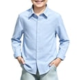 thumbnail image 2 of Boys Long Sleeve Dress Shirts Kids Classic Collared Button-Down Shirt School Uniform Shirts Sky Blue,13-14 Years, 2 of 6